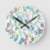 可愛ファンキーいカラフルハッピーサマー水玉模様 ラウンド壁時計 (正面)