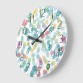 可愛ファンキーいカラフルハッピーサマー水玉模様 ラージ壁時計 (傾斜)