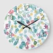 可愛ファンキーいカラフルハッピーサマー水玉模様 ラージ壁時計 (正面)