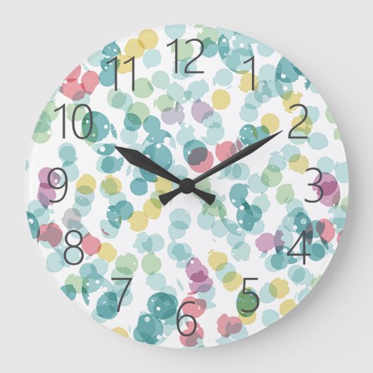 可愛ファンキーいカラフルハッピーサマー水玉模様 ラージ壁時計 (正面)