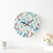 可愛ファンキーいカラフルハッピーサマー水玉模様 ラージ壁時計 (ホーム)