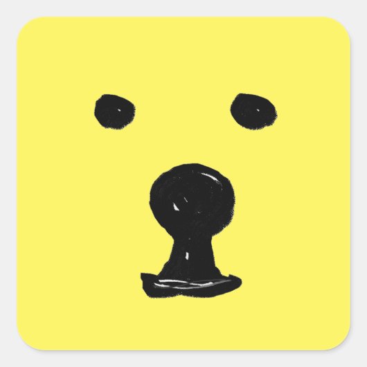 可愛ファンキーいクマ犬顔スケッチ スクエアシール (正面)