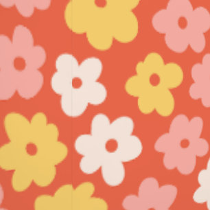 可愛ファンキーいレトロオレンジと黄色の花プリント 壁紙