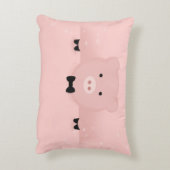 可愛ファンシーいピンク豚と蝶ネクタイ アクセントクッション (裏面(縦))