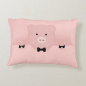 可愛ファンシーいピンク豚と蝶ネクタイ アクセントクッション (裏面)