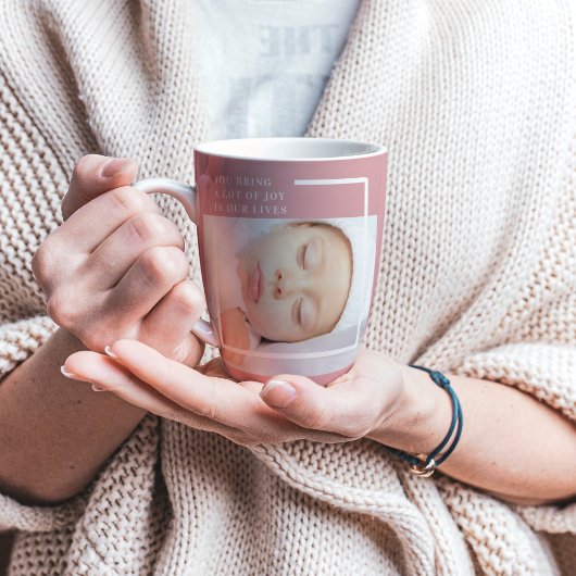 可愛ファンシーいベビー写真 |ピンクと白 |引用文 カフェラテマグ