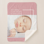 可愛ファンシーいベビー写真 |ピンクと白 |引用文 シェルパブランケット (正面)