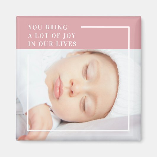 可愛ファンシーいベビー写真 |ピンクと白 |引用文 マグネット (正面)