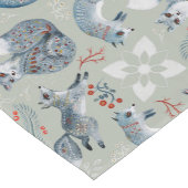 可愛ファンシーくて灰色の狐と花柄 ショートテーブルランナー (コーナー)