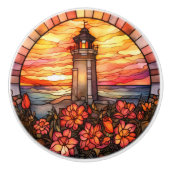 可愛フェイクいステンドグラス灯台 セラミックノブ (正面)