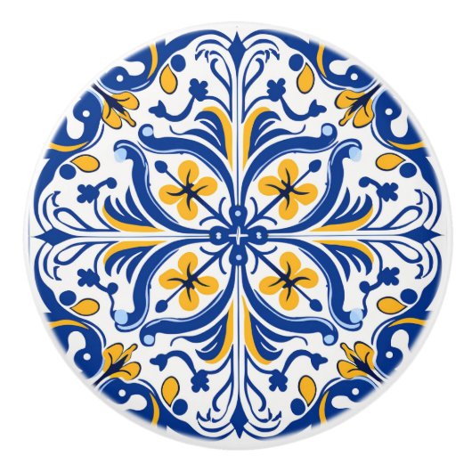 可愛フェイクいスペインの瓦 セラミックノブ (正面)