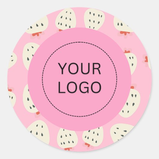 可愛フェミニンいモダンイチゴカスタムロゴ ラウンドシール (正面)