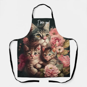 可愛フェミニンい猫好きの母の日のエプロン エプロン