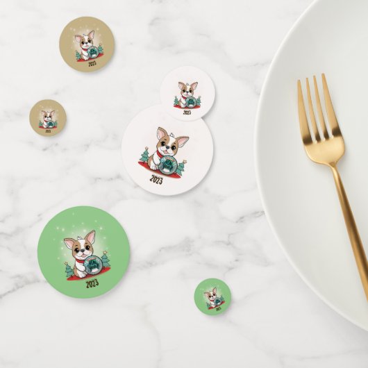 可愛フランスのいブおもしろいルドッグ大晦日パーティー コンフェッティ (グループ)