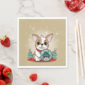 可愛フランスのいブおもしろいルドッグ大晦日パーティー スタンダードランチョンナプキン (インサイチュ)