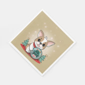 可愛フランスのいブおもしろいルドッグ大晦日パーティー スタンダードランチョンナプキン (角)