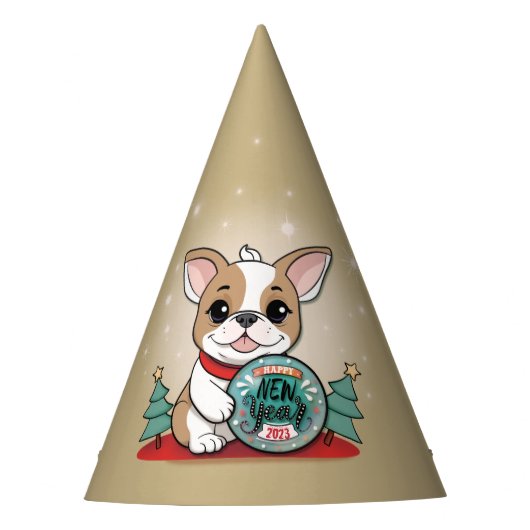 可愛フランスのいブおもしろいルドッグ大晦日パーティー パーティーハット (正面)