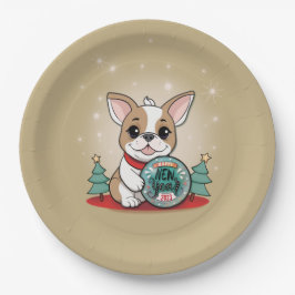 可愛フランスのいブおもしろいルドッグ大晦日パーティー ペーパープレート