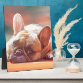 可愛フランスのいブルドッグ水の色アー絵画ト フォトプラーク (側面)