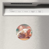 可愛フランスのいブルドッグ水の色アー絵画ト マグネット (インサイチュ (食洗機))