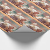 可愛フランスのいブルドッグ水の色アー絵画ト ラッピングペーパー (角)