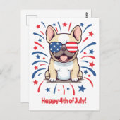 可愛フランスのいブルドッグ7月4日 ポストカード (正面/裏面)