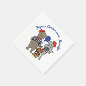 可愛フランスのい漫画パーソナライズされた動物 スタンダードカクテルナプキン (角)