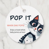 可愛ポップ・アートのい猫の赤ちゃんシャワーポップするときだ フェイバータグ (裏面)