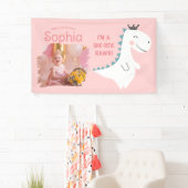 可愛ミニマルいガーリー赤面ピンクフォトディノ誕生日 横断幕 (インサイチュ)