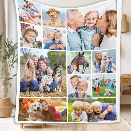 可愛ミニマルいシンプルユニーク12フォトコラージュ フリースブランケット
