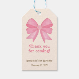 可愛ミニマルいピンクボウ誕生日ありがとう ギフトタグ