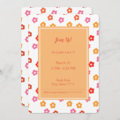 可愛ミニマルいピンク黄色オレンジの花柄 招待状 (正面/裏面)