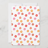 可愛ミニマルいピンク黄色オレンジの花柄 招待状 (裏面)