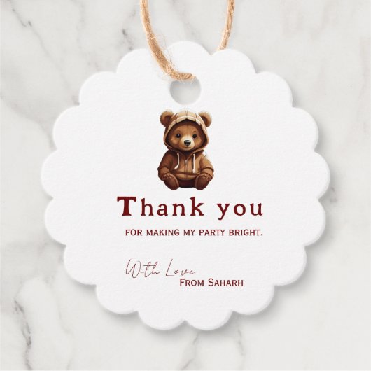 可愛ミニマルいフォトクマのペルソナライズドベビー フェイバータグ (正面)