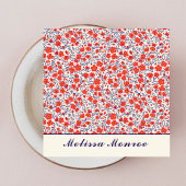 可愛ミニマルい小さな赤い花タイポグラフィ スクエア名刺