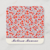 可愛ミニマルい小さな赤い花タイポグラフィ スクエア名刺 (正面)