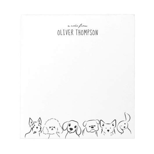 可愛ミニマルい犬の動物スケッチメモ帳からのメモ ノートパッド (正面)