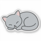 可愛ミニマルい眠る子猫 シール (正面)