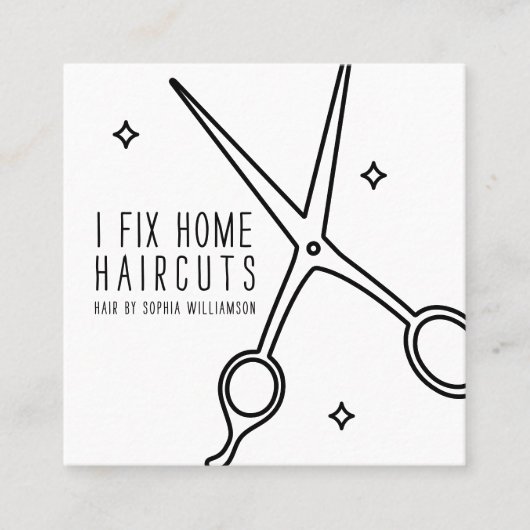 可愛ミニマルい美容師シザースター スクエア名刺 (正面)