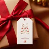 可愛ミニマルい赤りんご赤ちゃんシャワー水色 ギフトタグ