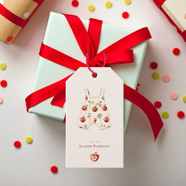 可愛ミニマルい赤りんご赤ちゃんシャワー水色 ギフトタグ