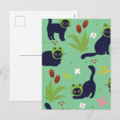 可愛ミニマルい黒猫 シーズンポストカード (正面/裏面)