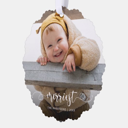 可愛メリーい書道の写真 オーナメントカード (左)