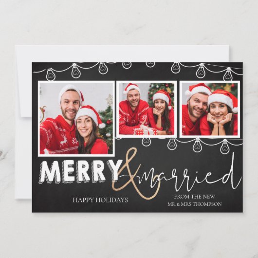 可愛メリーい結婚した初めてのクリスマス シーズンカード (正面)