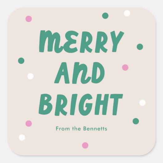 可愛メリー&ブライトピンク+グリーンホリデー スクエアシール (正面)
