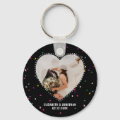 可愛モダンいお洒落ハート写真結婚式の引き出物 キーホルダー (正面)