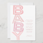 可愛モダンいはっきりしたピンクの女の子シャワー 招待状 (正面)