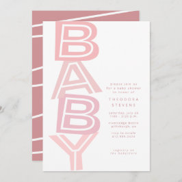 可愛モダンいはっきりしたピンクの女の子シャワー 招待状