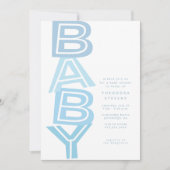 可愛モダンいはっきりしたライトブルーの男の子シャワー 招待状 (正面)