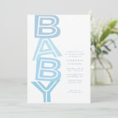 可愛モダンいはっきりしたライトブルーの男の子シャワー 招待状 (スタンド正面)